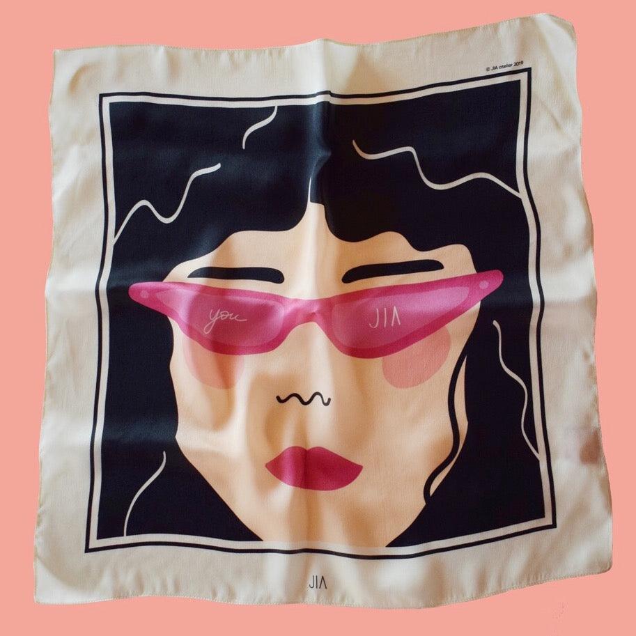 ‘LOVE IN THE GLASSES’ SILK SCARF - J I Λ atelier